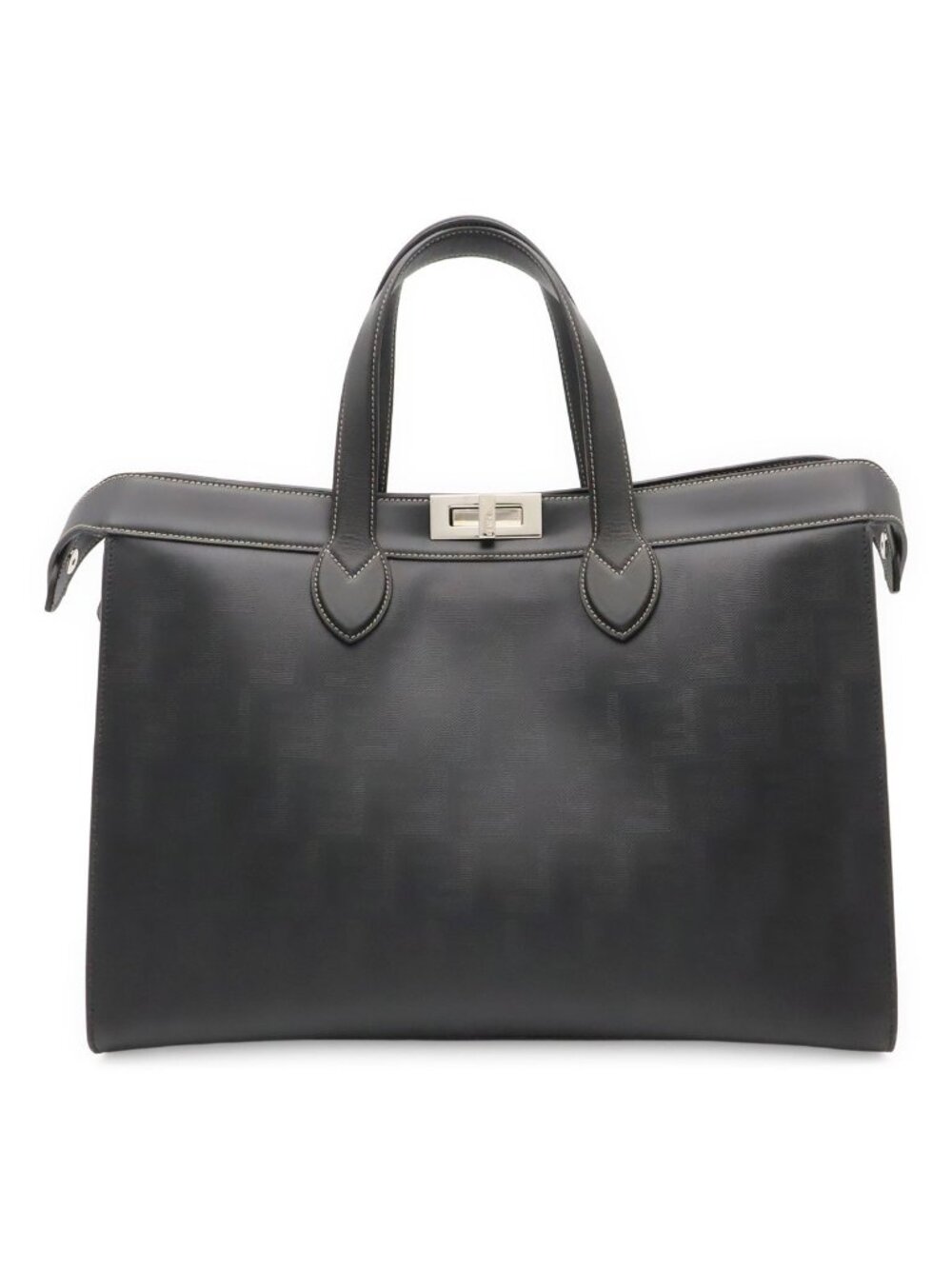 Fendi Peekaboo IC You Forty 8 Tote Large Leather Black Silver Shoulder Pouch